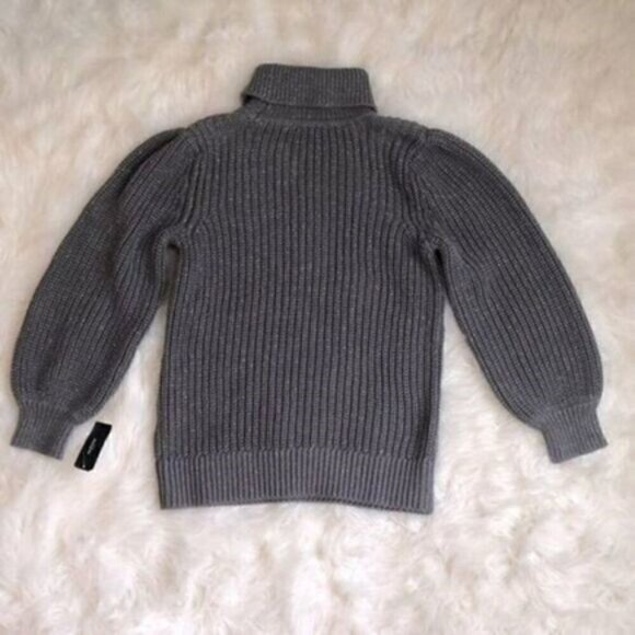 Alfani Pop of Grey Turtleneck Sweater Metallic Long Puff Sleeve Chunky 1X NEW - Picture 2 of 12